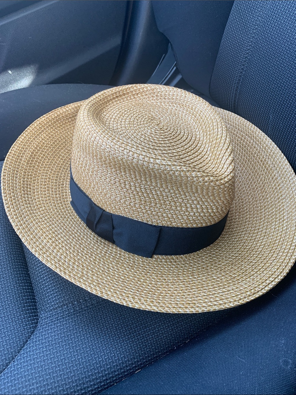 Eric Javits Straw Fedora with Black Band UPF 50+ UV protection